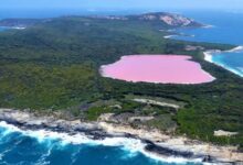 Photo of The pink water of Lake Hillier in Australia